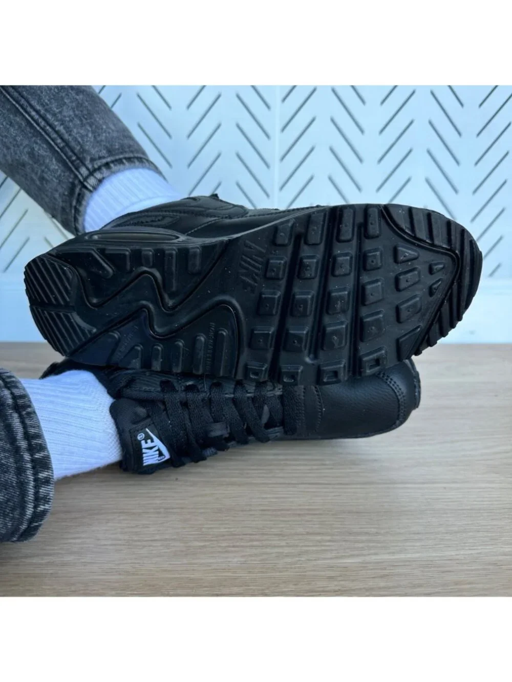 ⭐Nike Air Max 90 Recraft Sz 5Y Big Kids Running Shoes Sneakers Black CD6864-001⭐